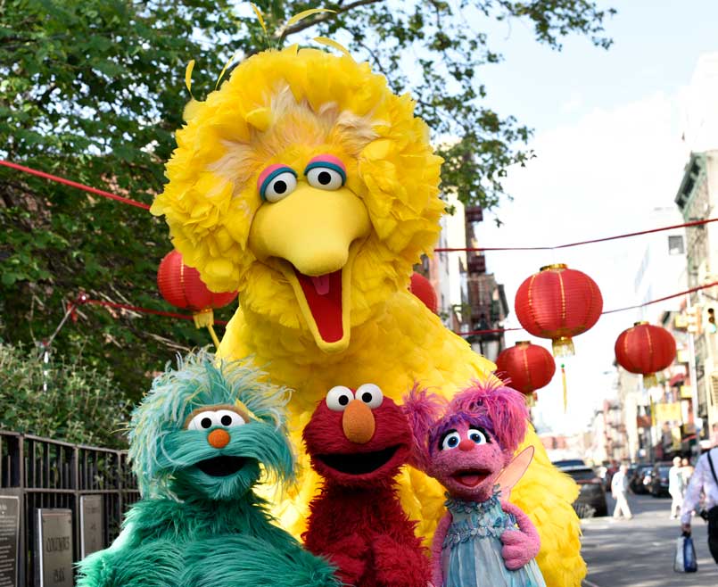big bird and other characters from Sesame street